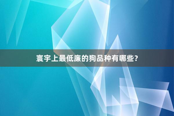 寰宇上最低廉的狗品种有哪些？